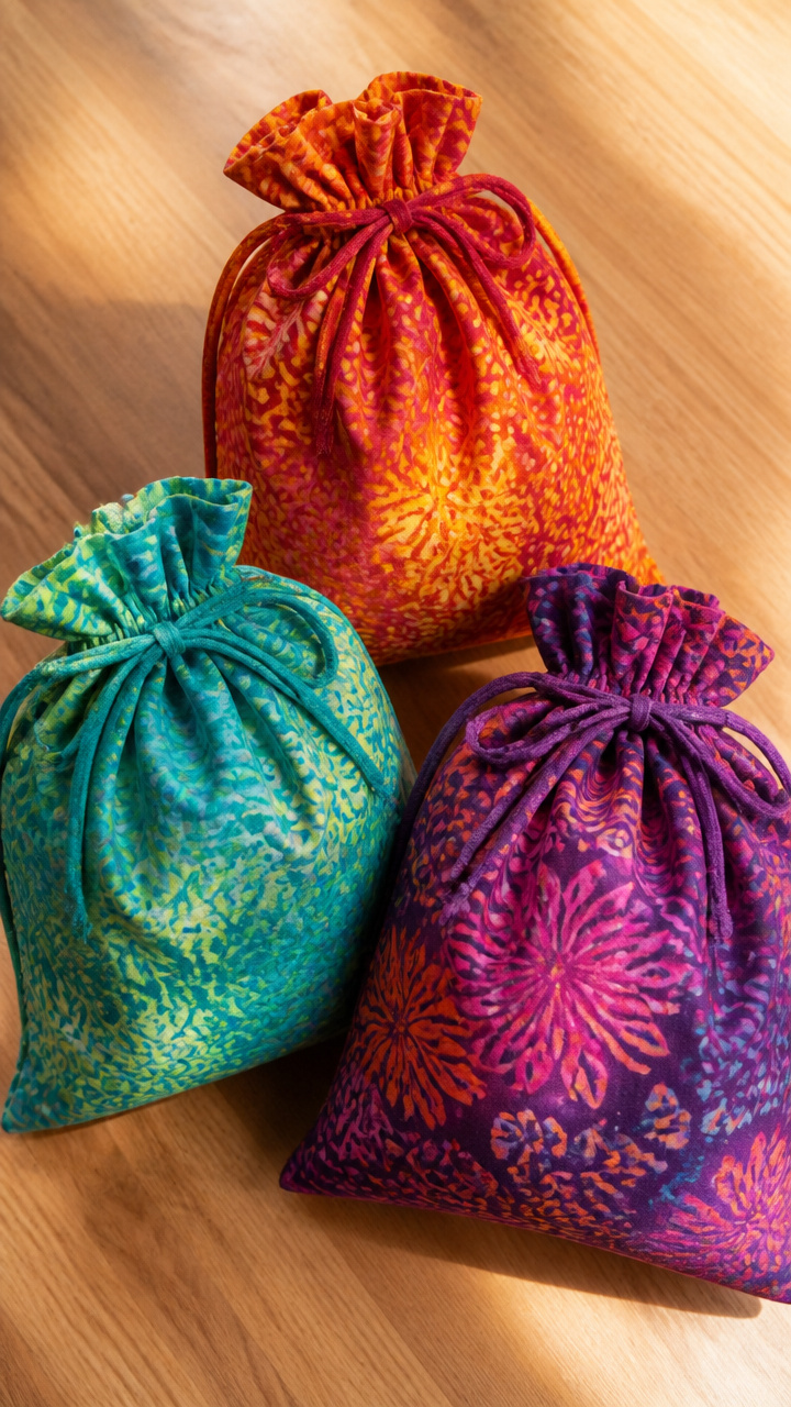 Batik Cotton Drawstring Bags