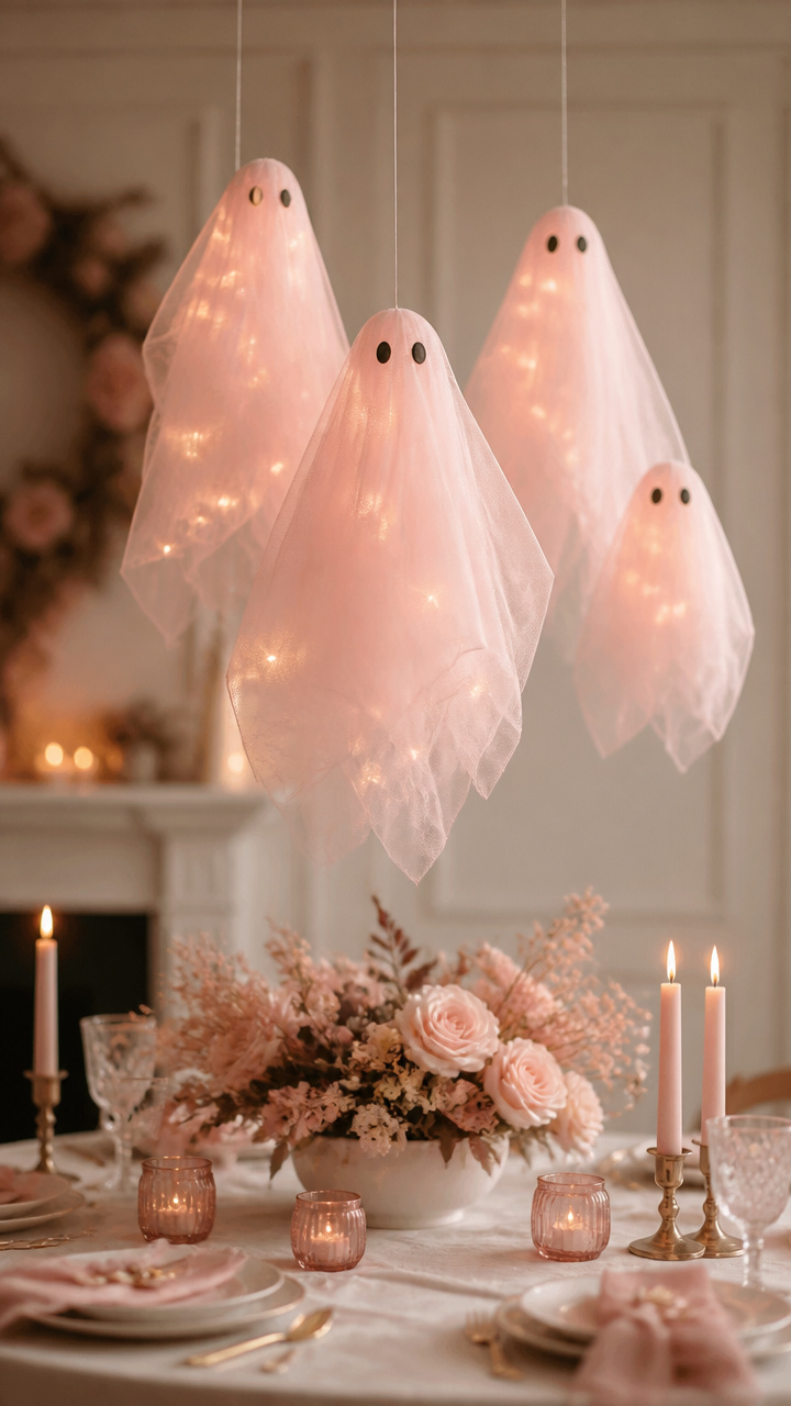 Blush Tulle Ghost Centerpiece