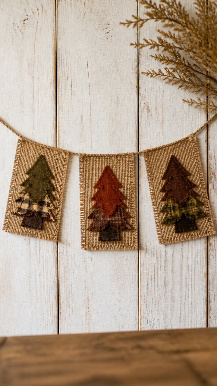 Burlap and Flannel Tree Banner