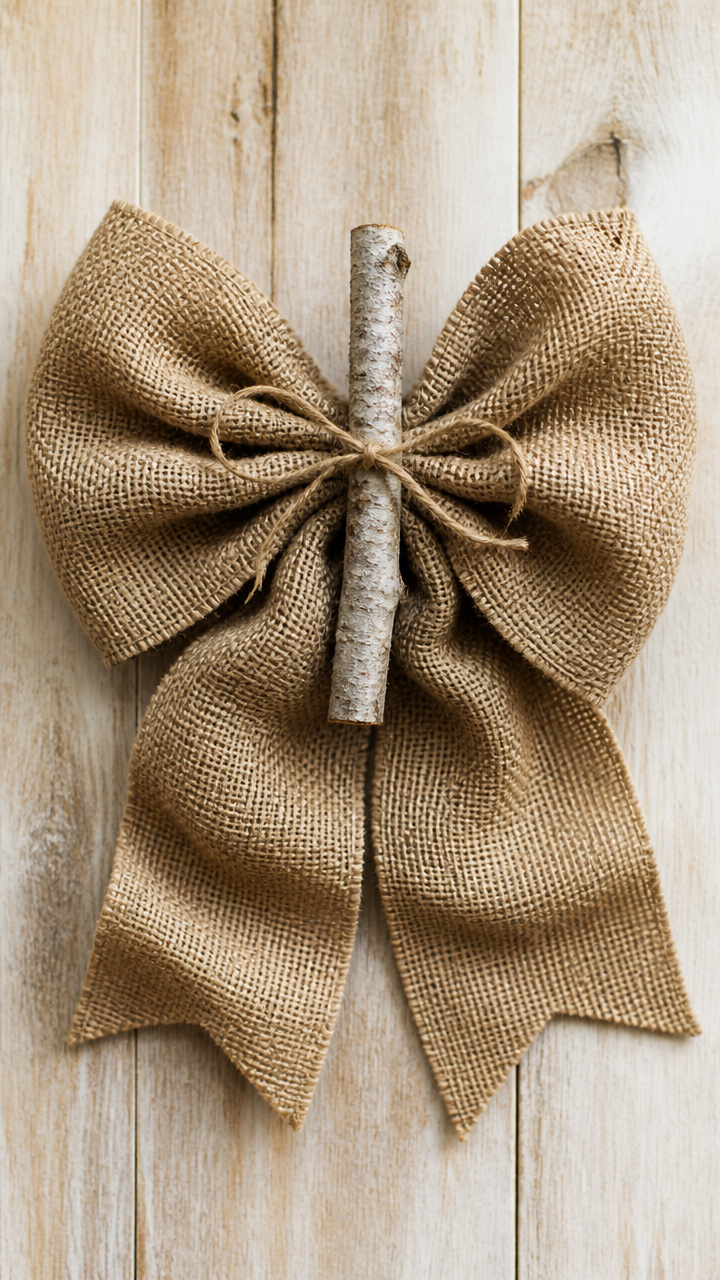Burlap Bow with Twig Tie