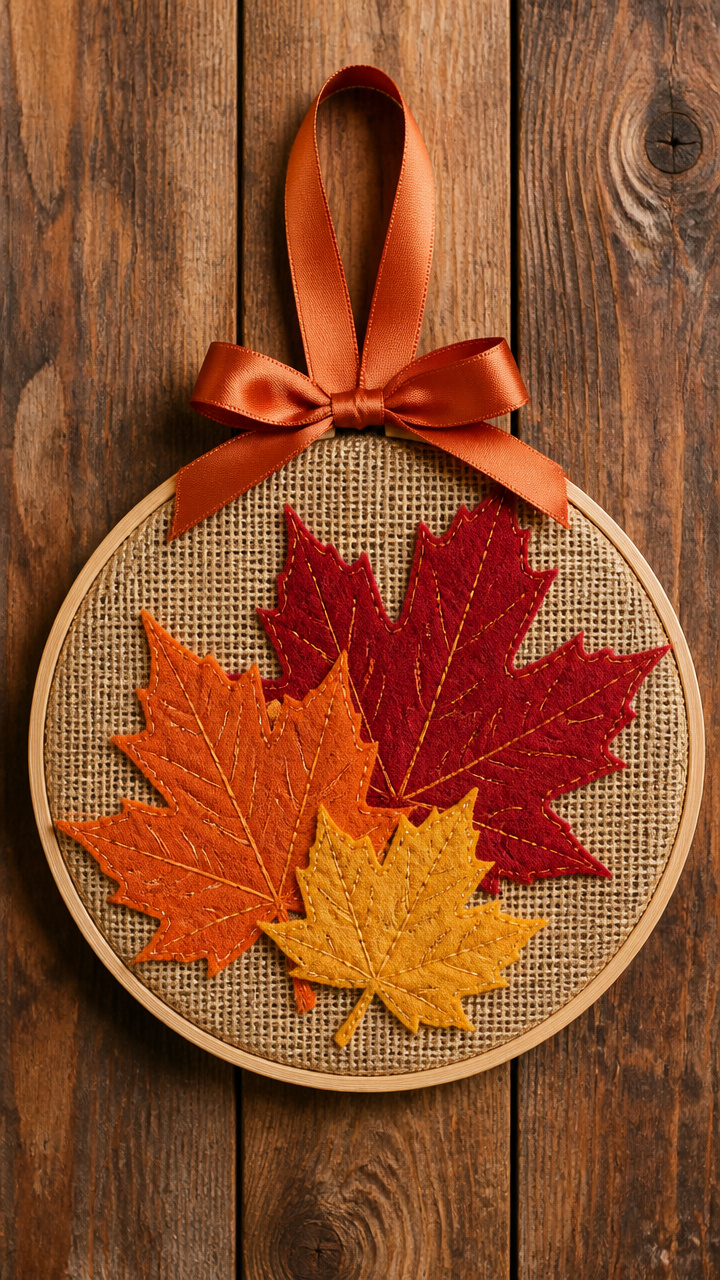 Burlap Leaf Appliqué Hanger