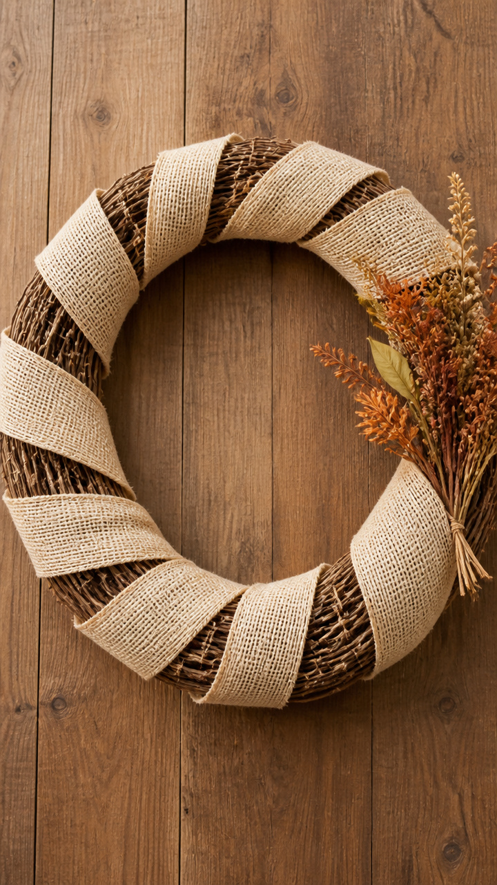 Burlap Ribbon Grapevine Wreath