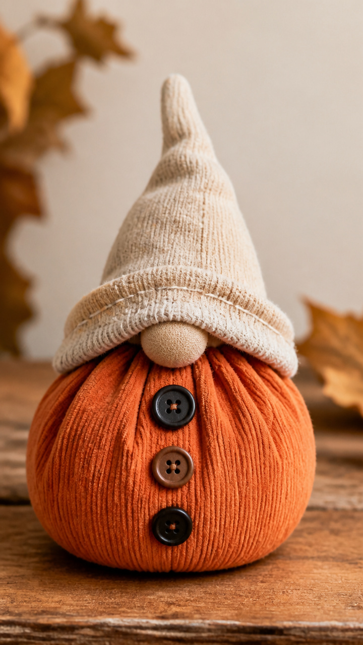 Button-Faced Pumpkin Gnome