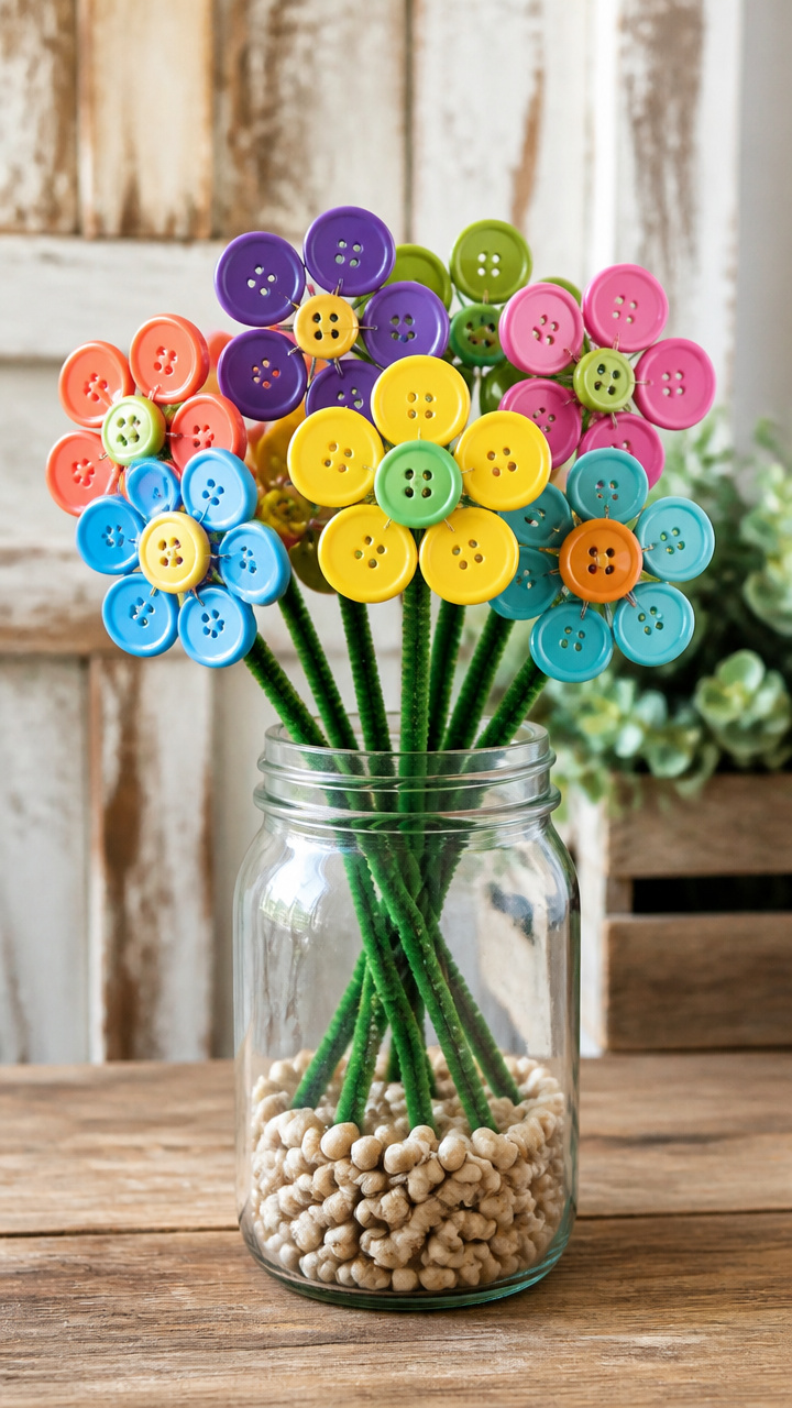Button Flower Arrangements