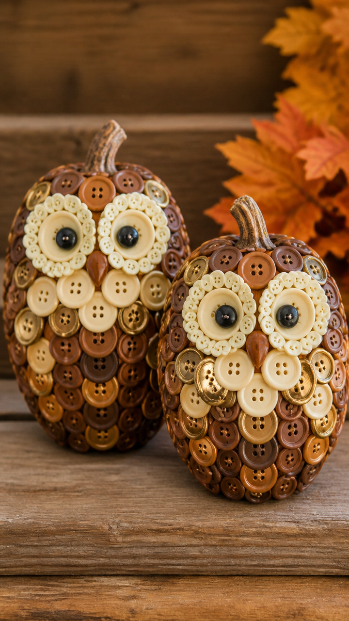 Button Mosaic Owls