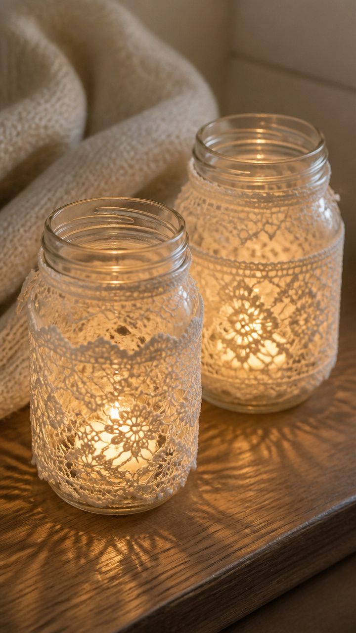 Candlelit Mason Jar Lanterns