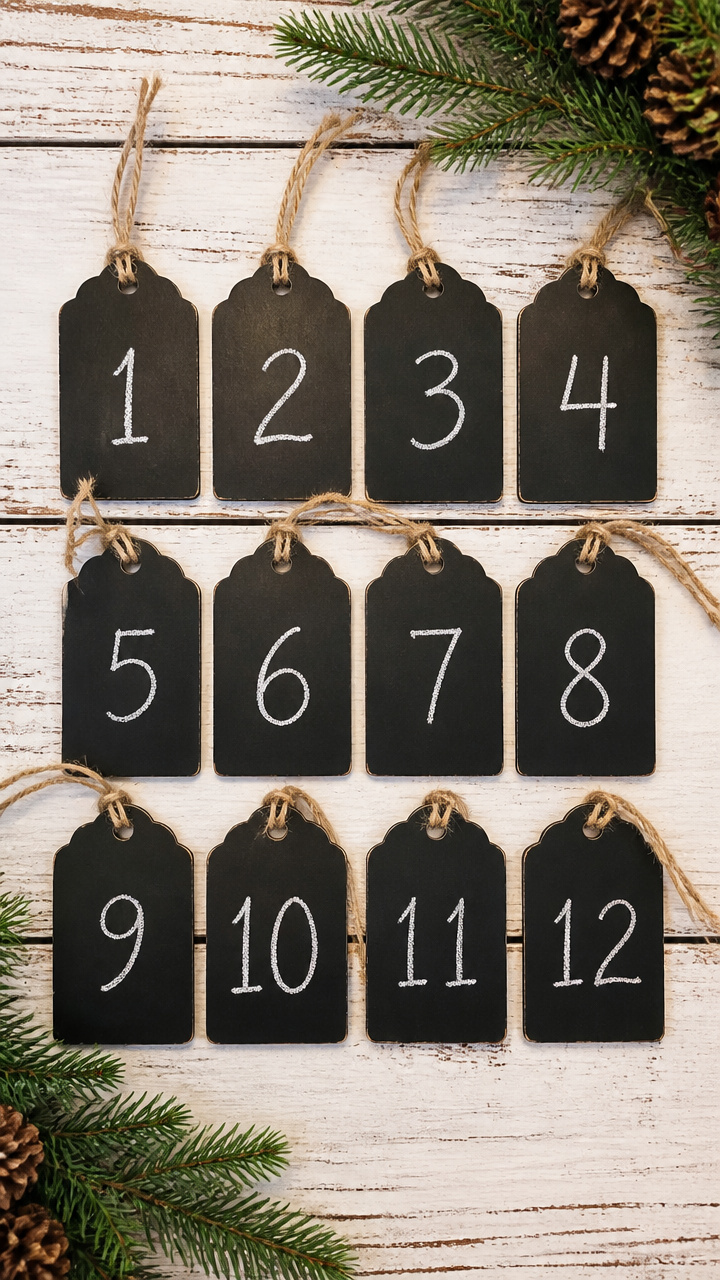 Chalkboard Ornament Countdown Tags