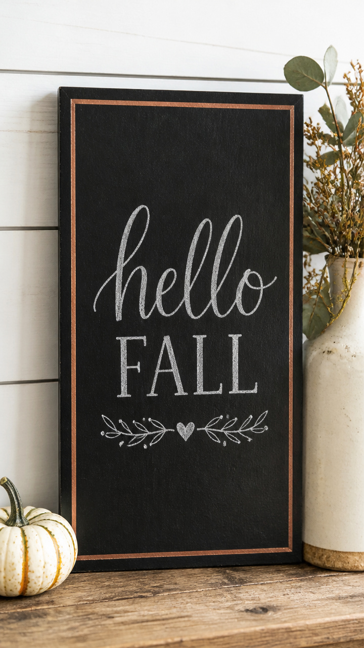 Chalkboard Painted Sign with Copper Accents