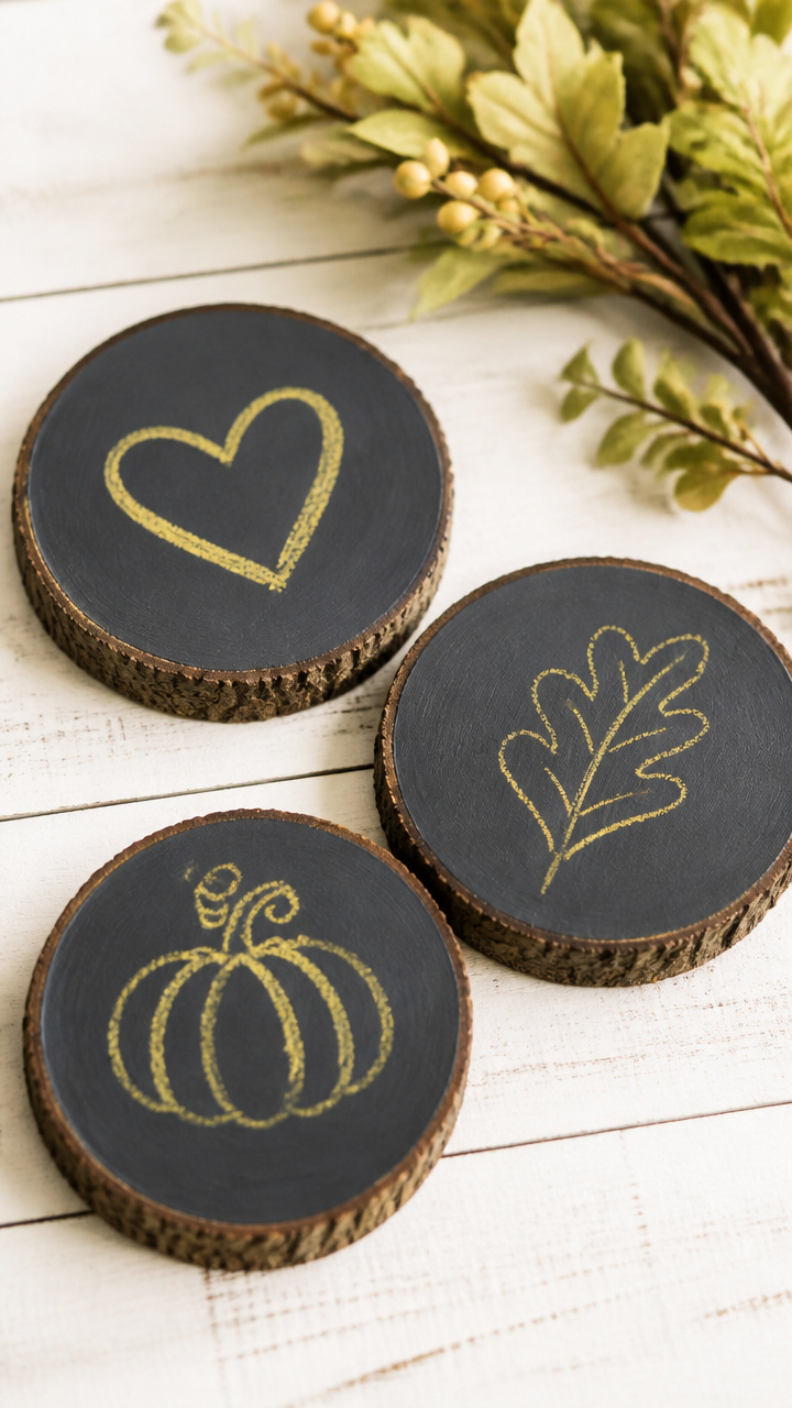 Chalkboard Painted Wood Slices