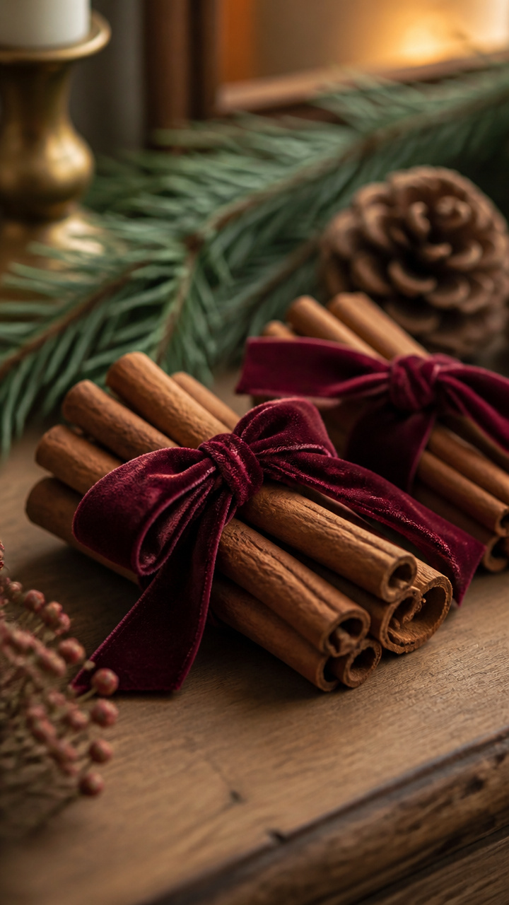 Cinnamon Stick Bundles Tied with Velvet