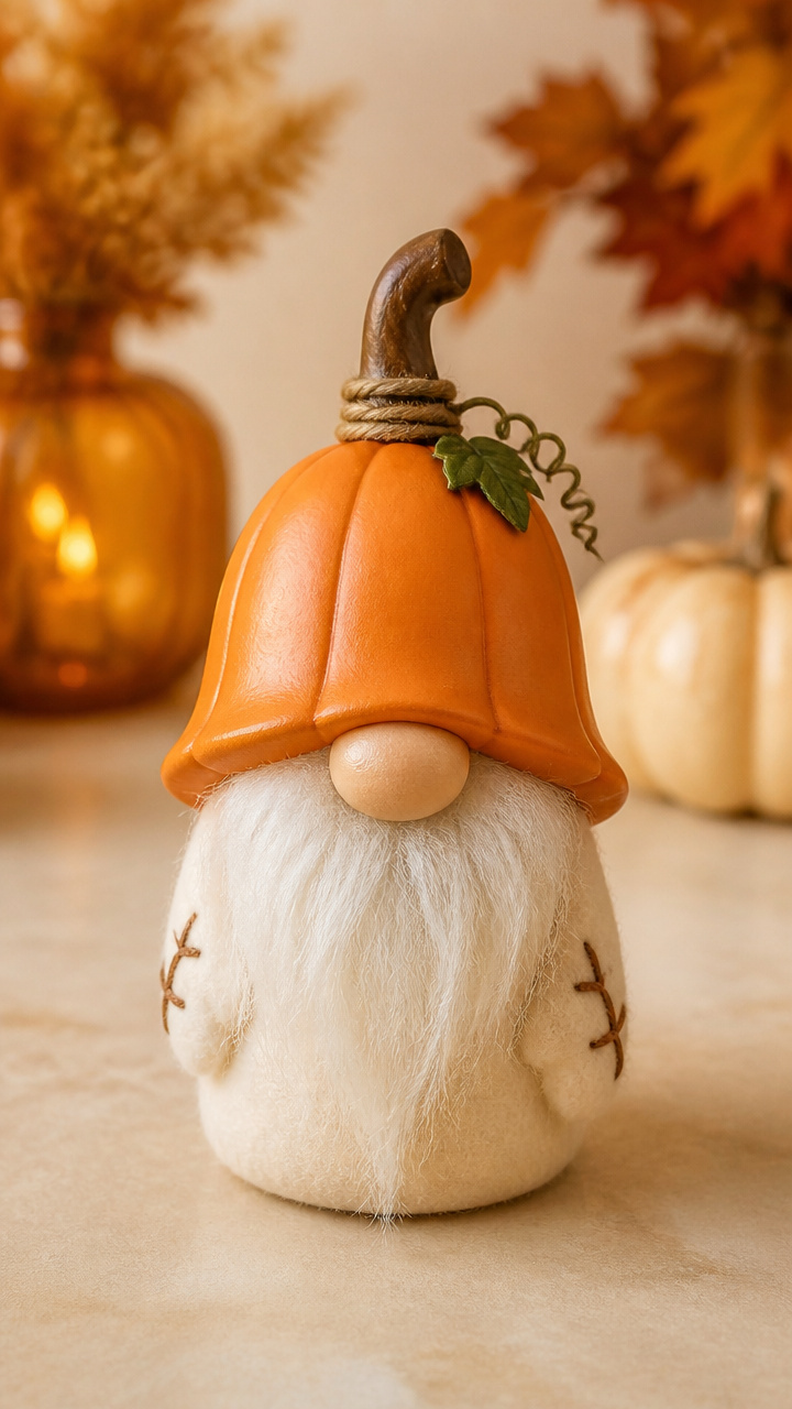 Clay Pumpkin Hat Gnome