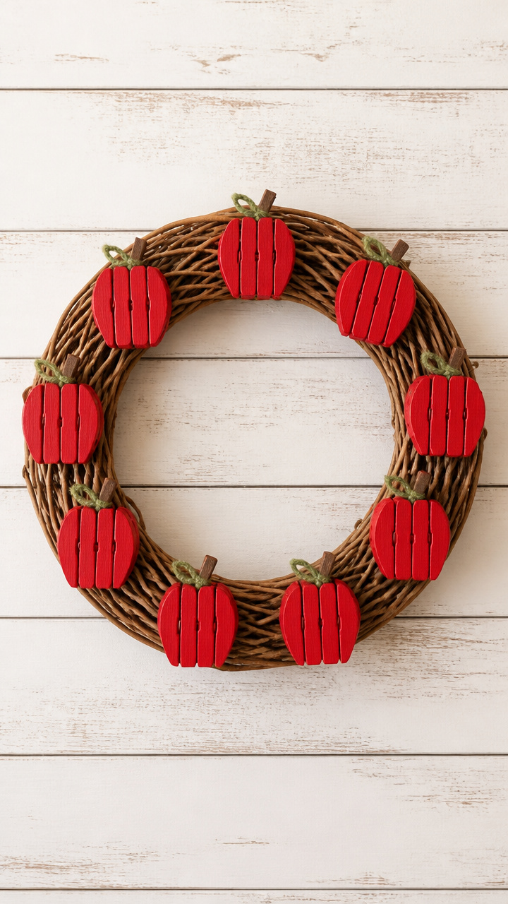 Clothespin Apple Wreath