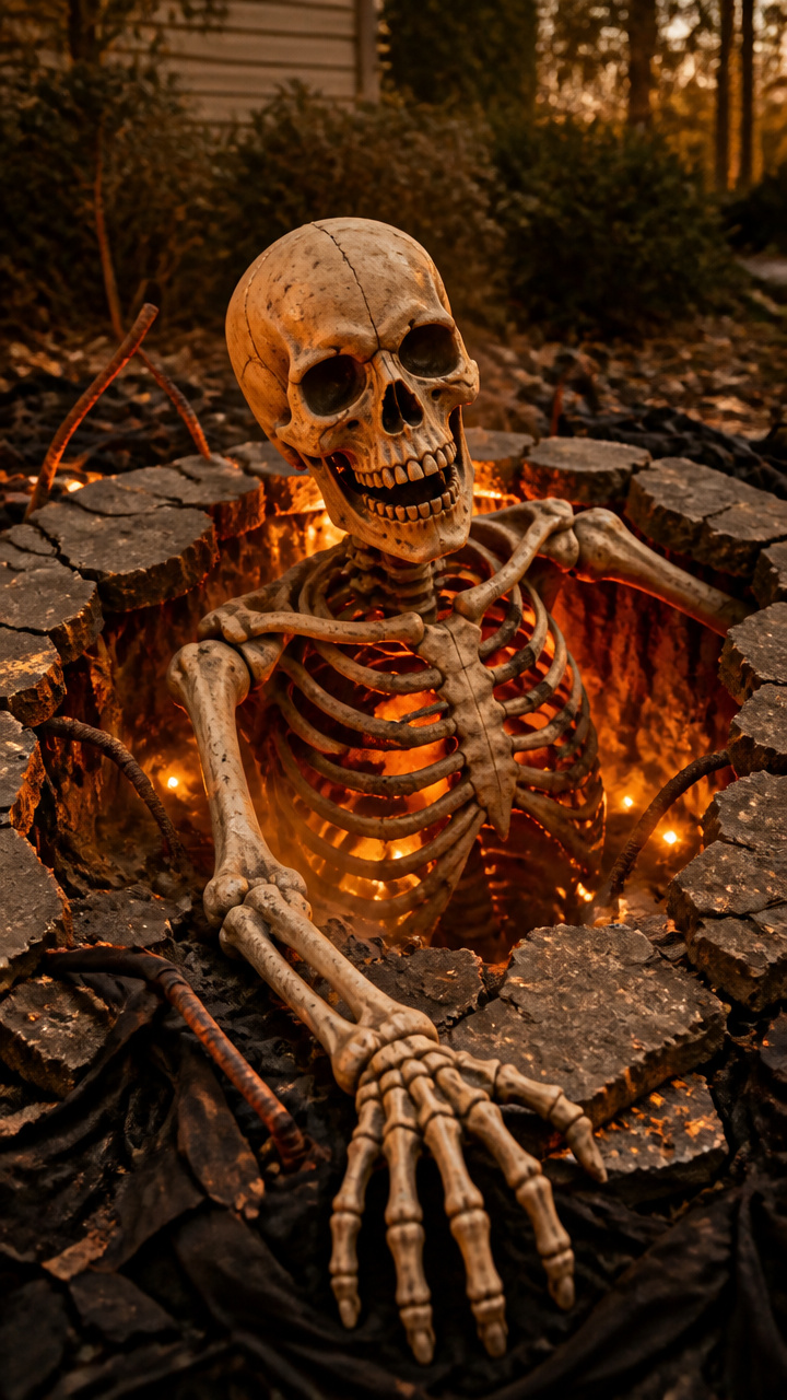Colossal Skeleton Emerging from a Sinkhole