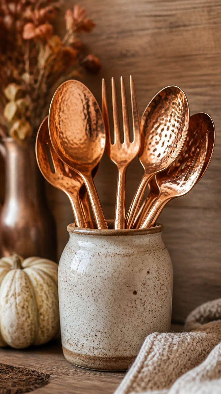 Copper Utensils as Decorative Accents