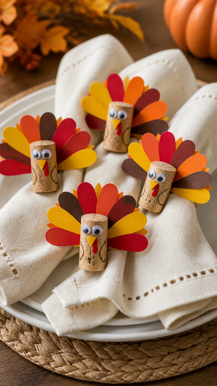 Cork Turkey Napkin Rings