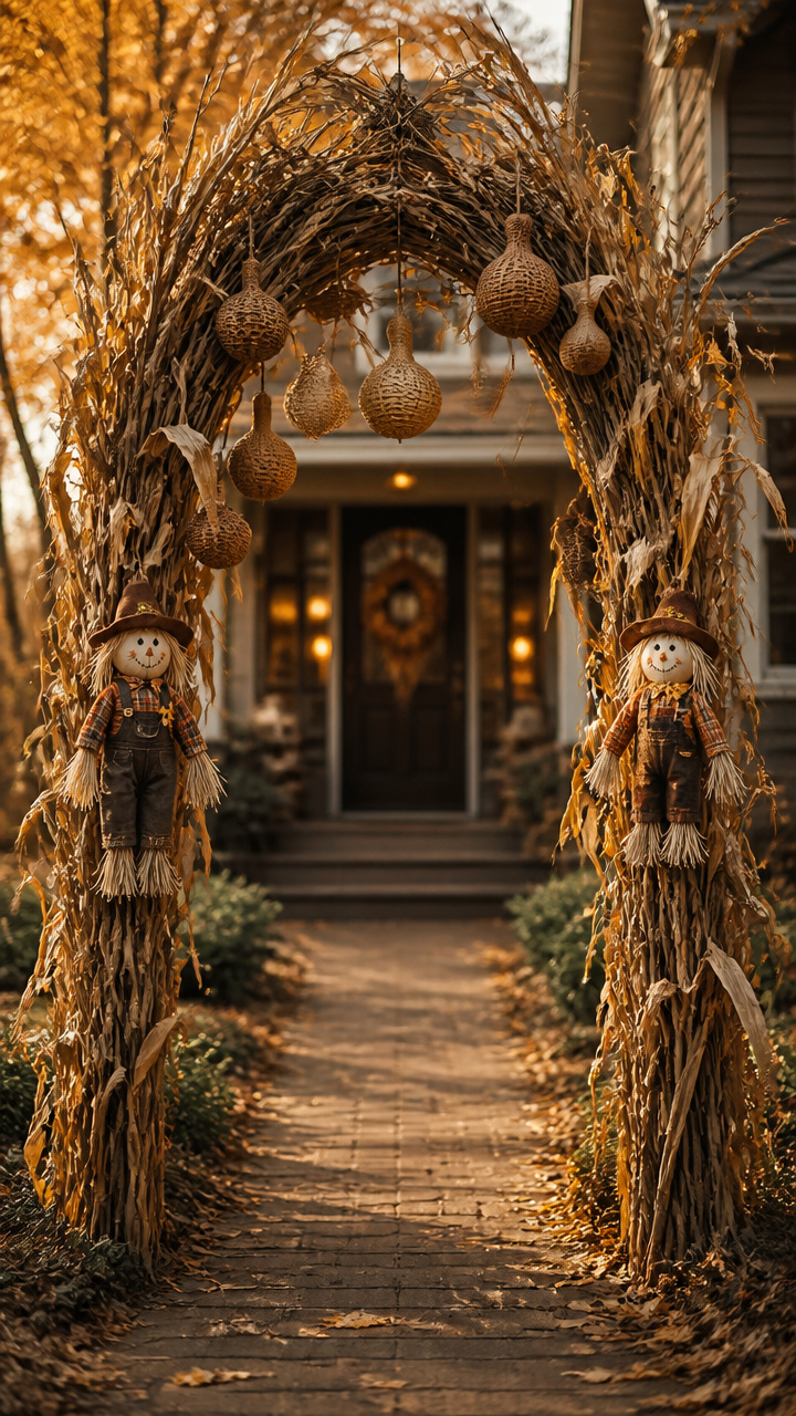 Corn Stalk Archway Over the Walkway