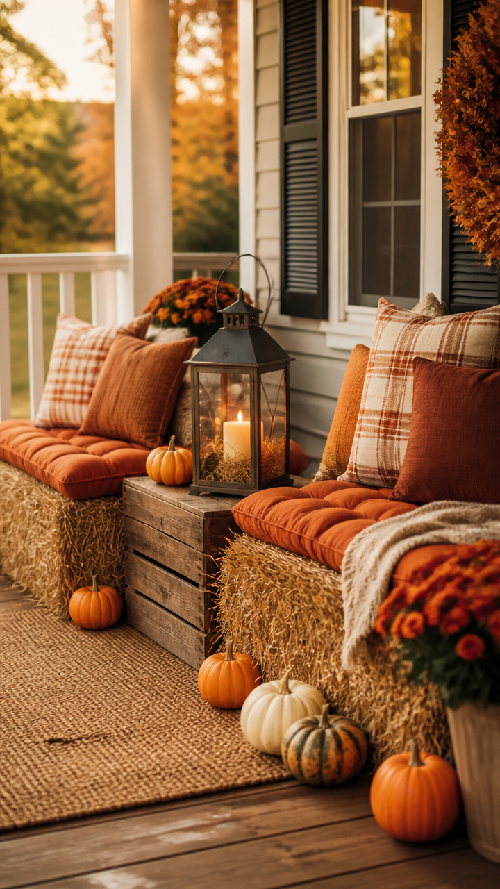 Cozy Seating Nook with Hay and Pillows