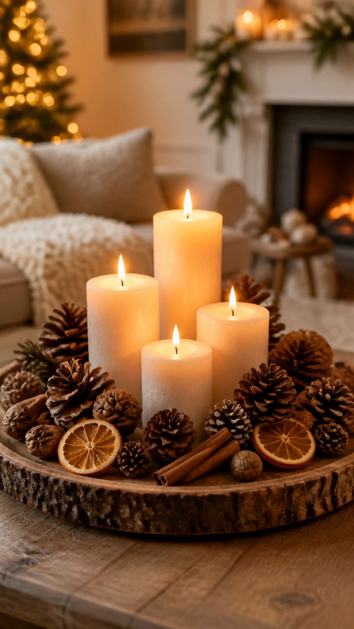 Create a Centerpiece with Pinecones and Pillar Candles