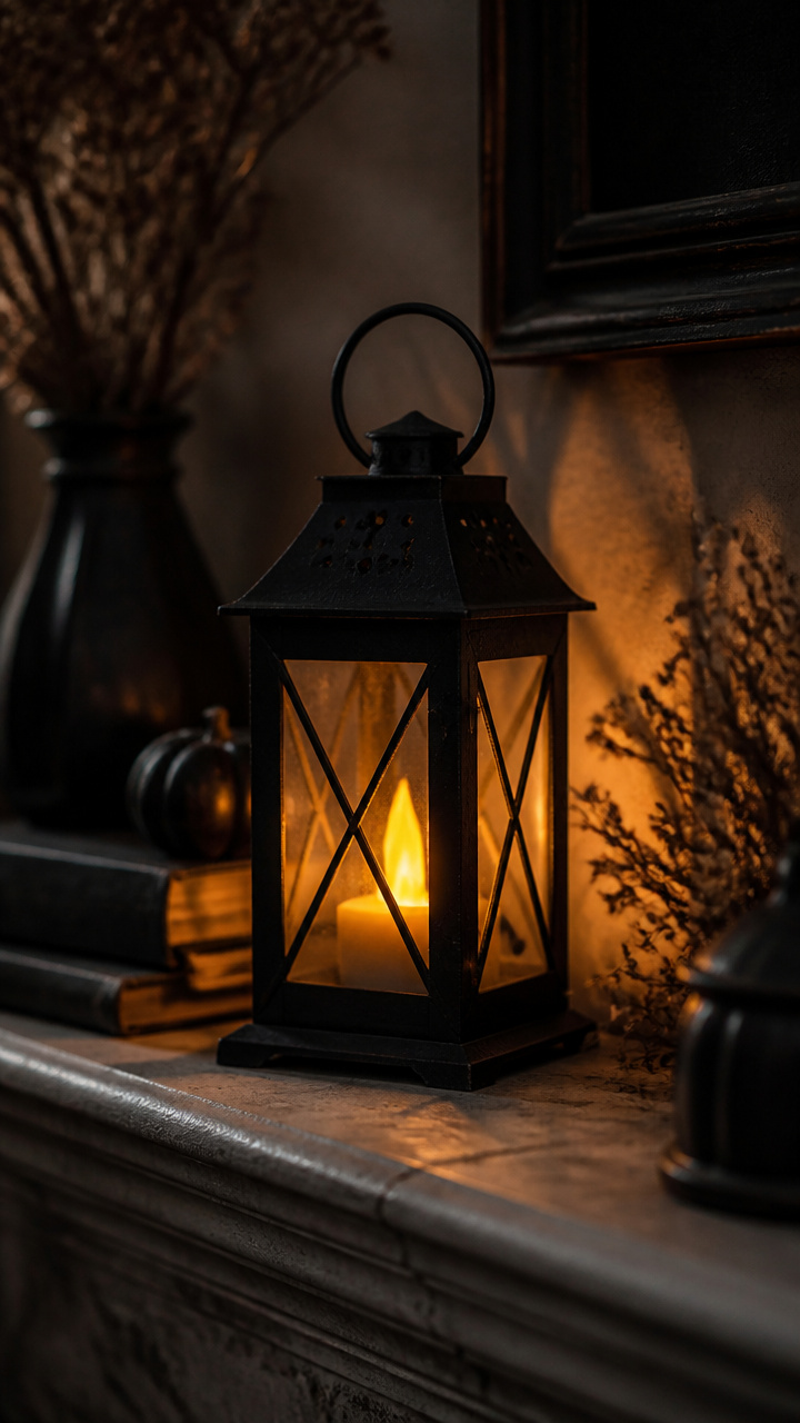 Dim Candle Lantern with Flickering Flame Effect
