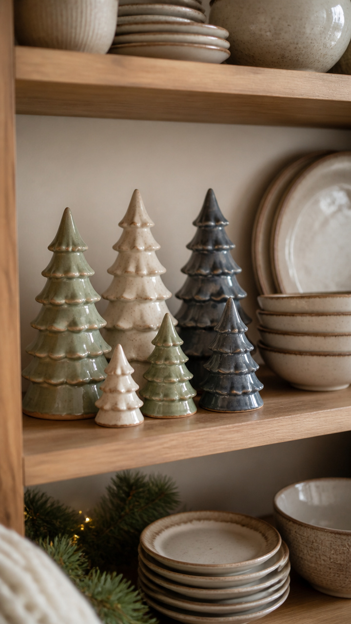 Display Hand-Painted Ceramic Trees on Open Shelving
