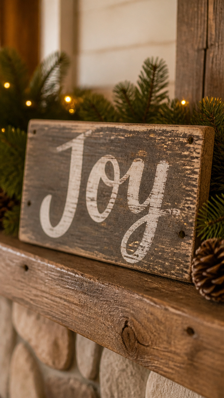 Distressed Wood Sign with Holiday Message