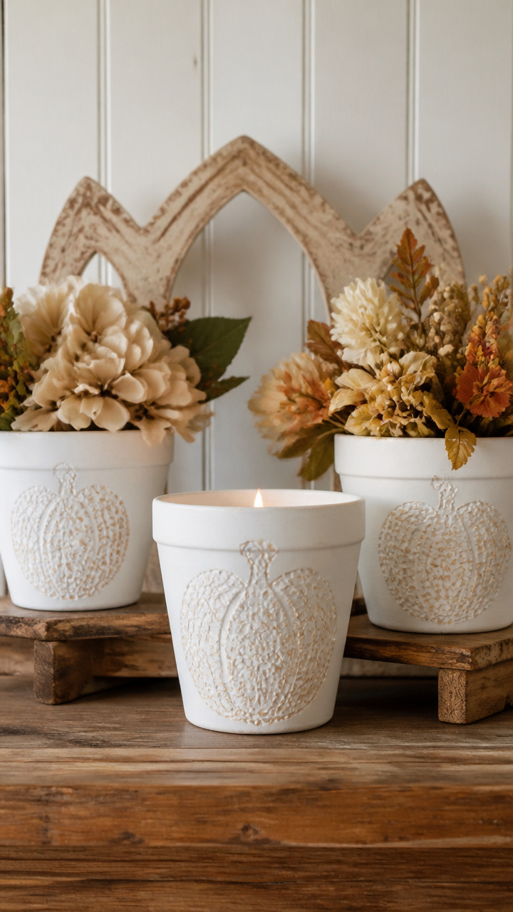 Doily-Painted Terra Cotta Pots
