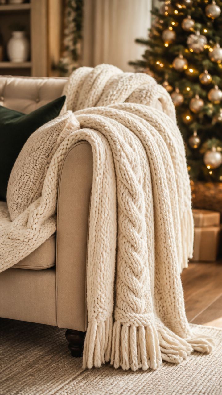 Drape a Chunky Knit Blanket Over the Sofa
