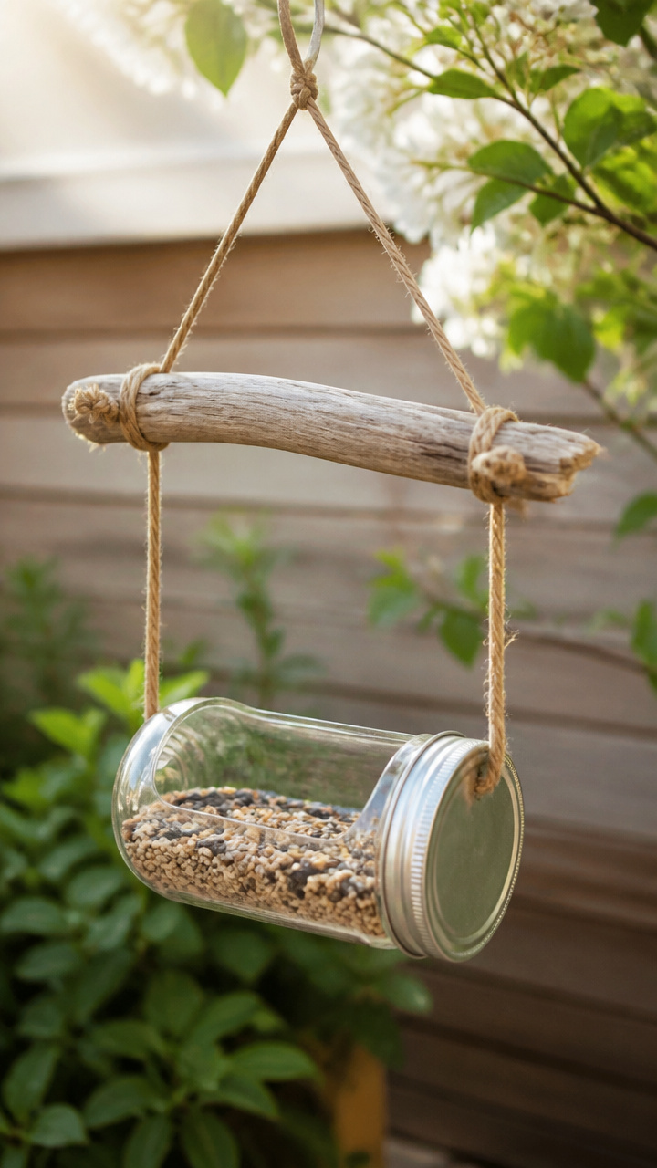 Driftwood Mason Jar Feeder