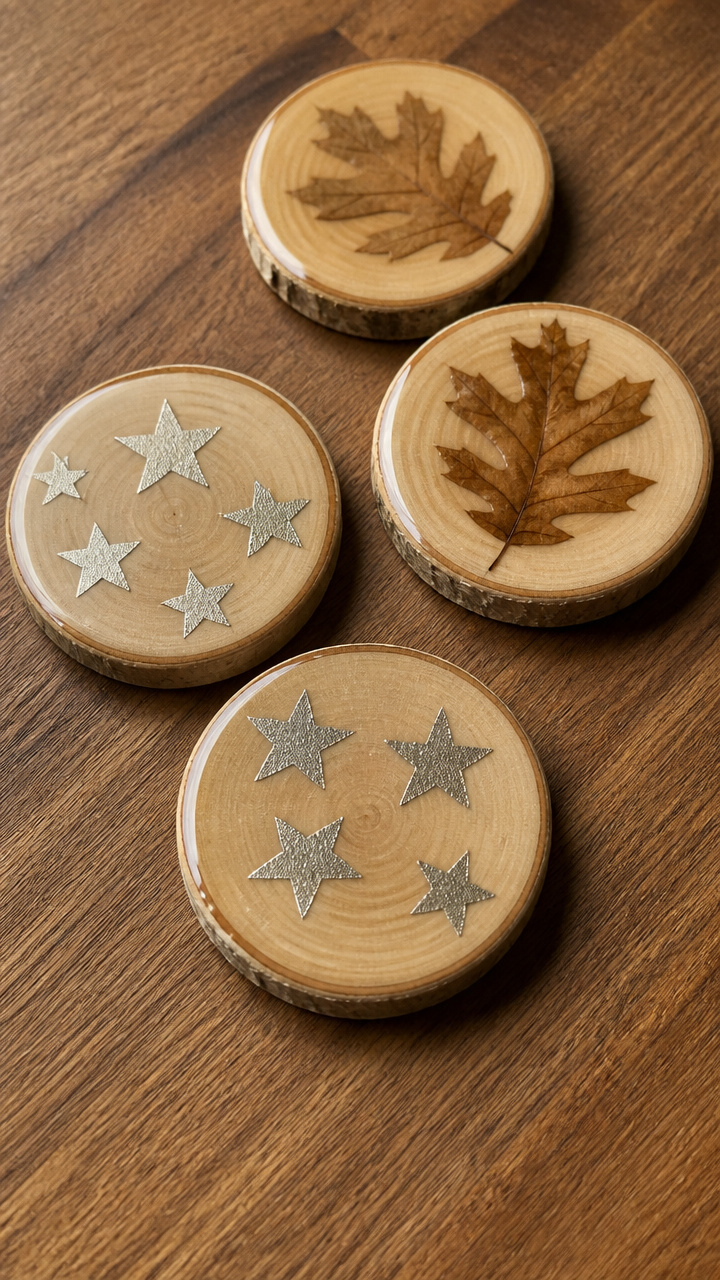 Dual-Face Birch Slice Coasters