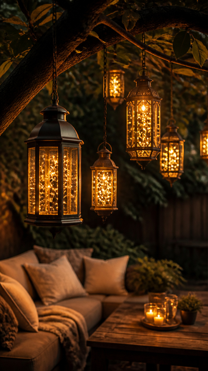 Fairy Lights in Hanging Lanterns