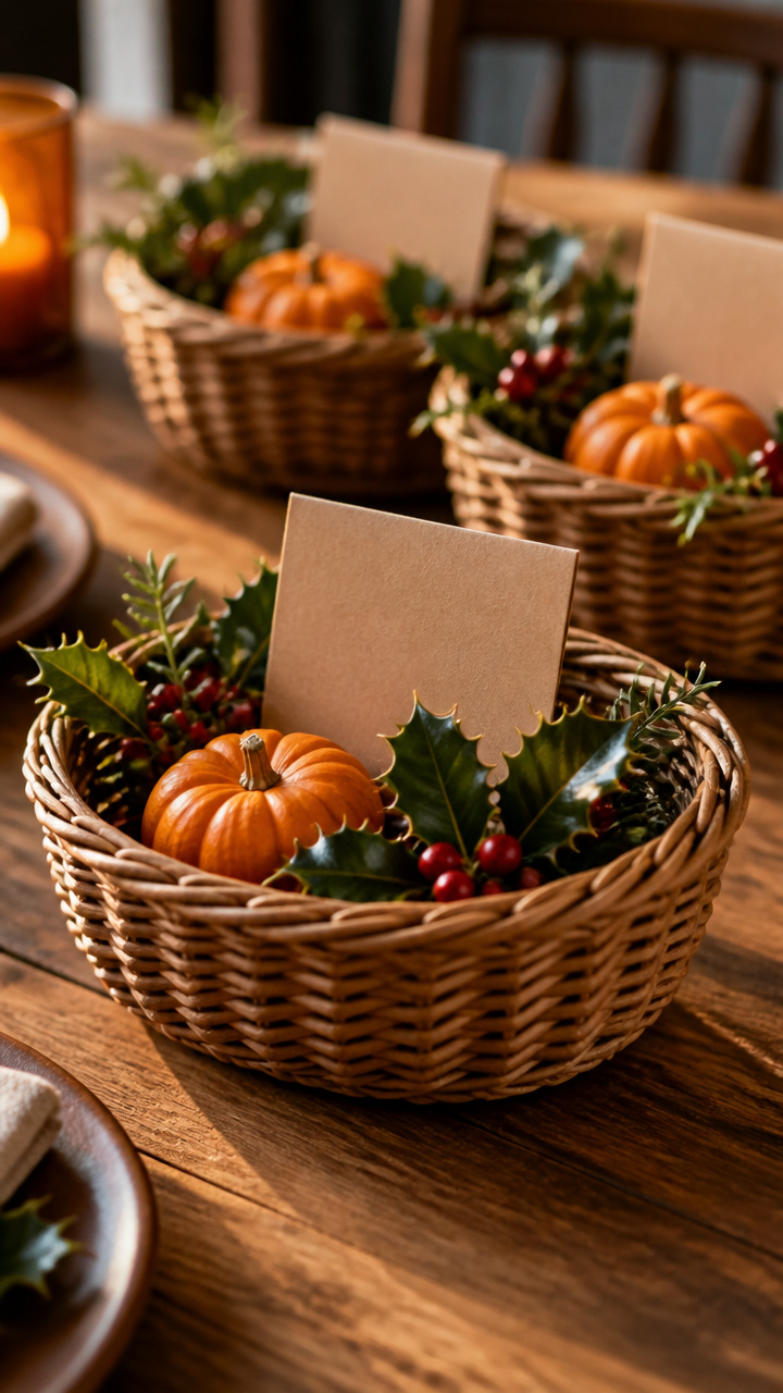 Fall Harvest Baskets as Seating Markers