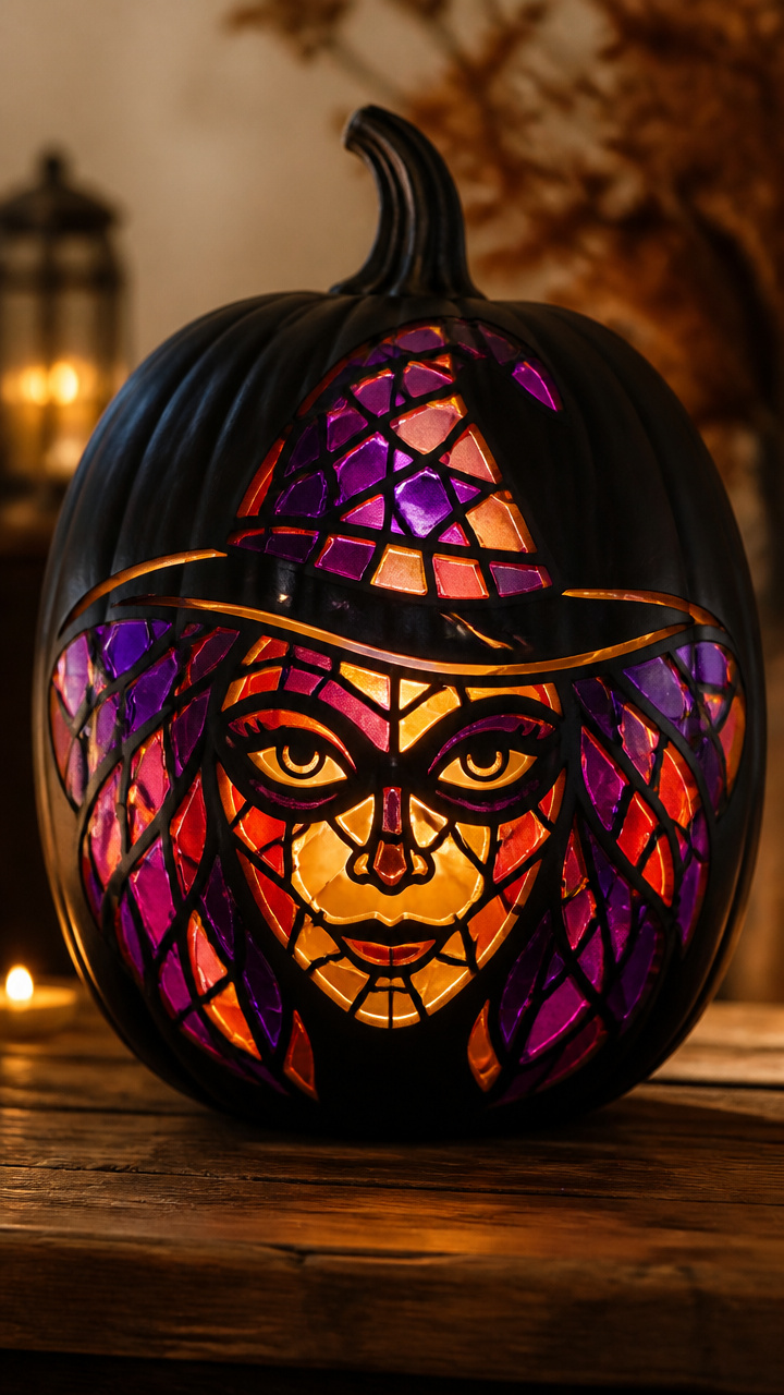 Faux Stained Glass Witch