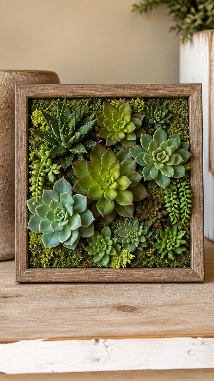 Faux Succulent Shadow Box