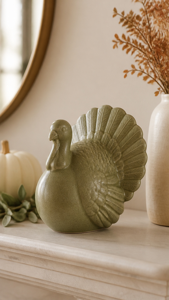 Feature a Ceramic Turkey Figurine with Subtle Style
