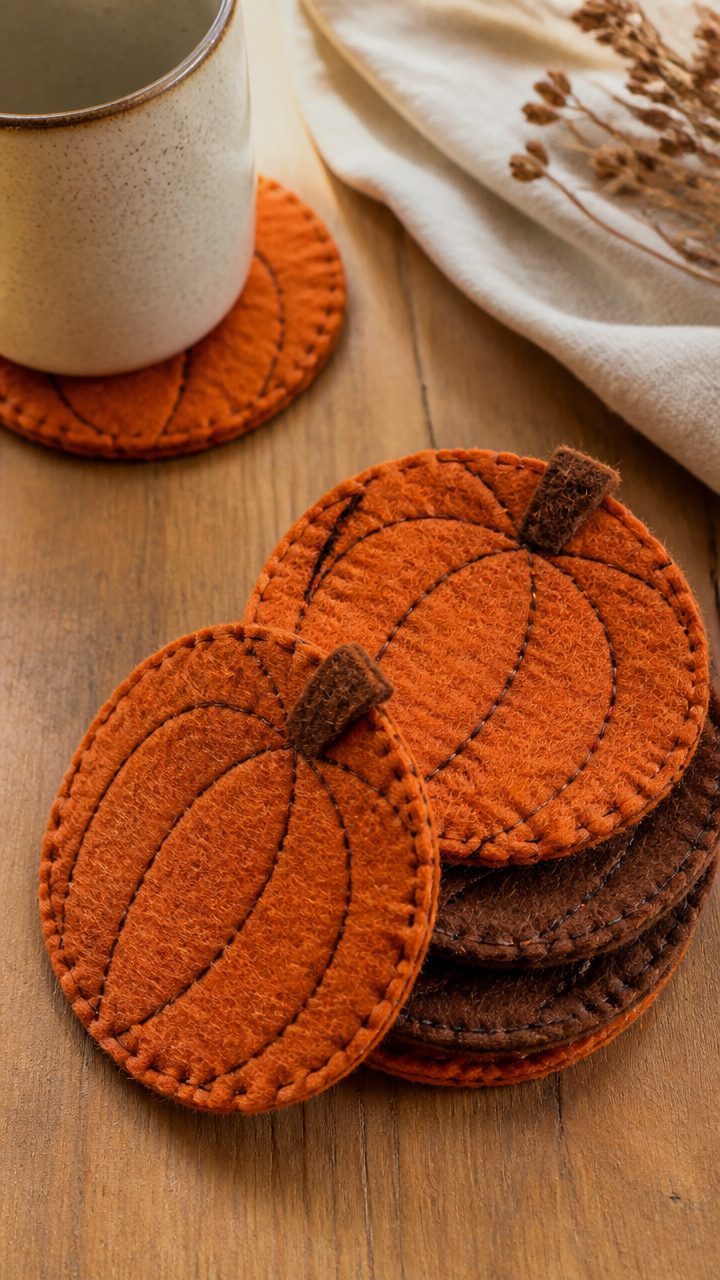 Felt Pumpkin Coasters