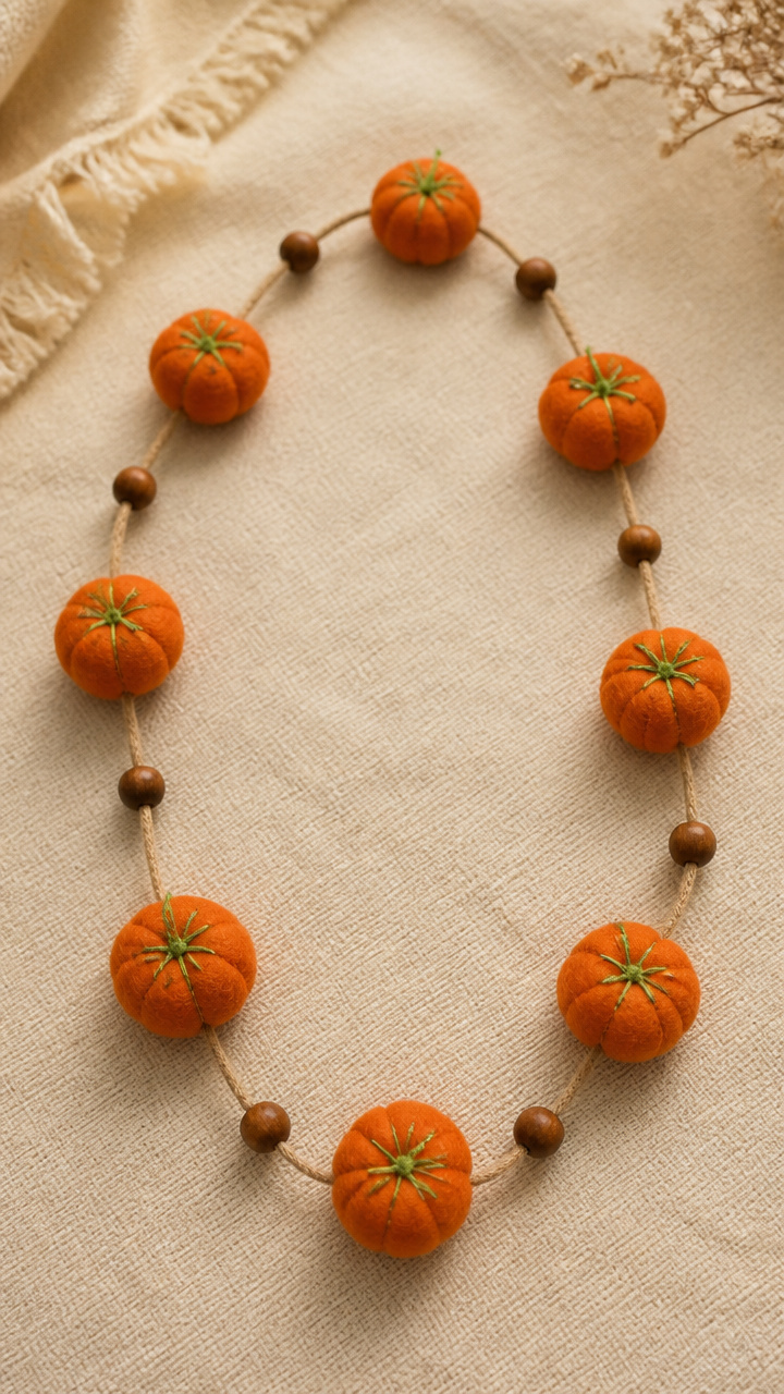 Felt Pumpkin Garland with Beads