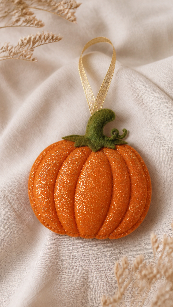 Felt Pumpkin Ornament with Glitter