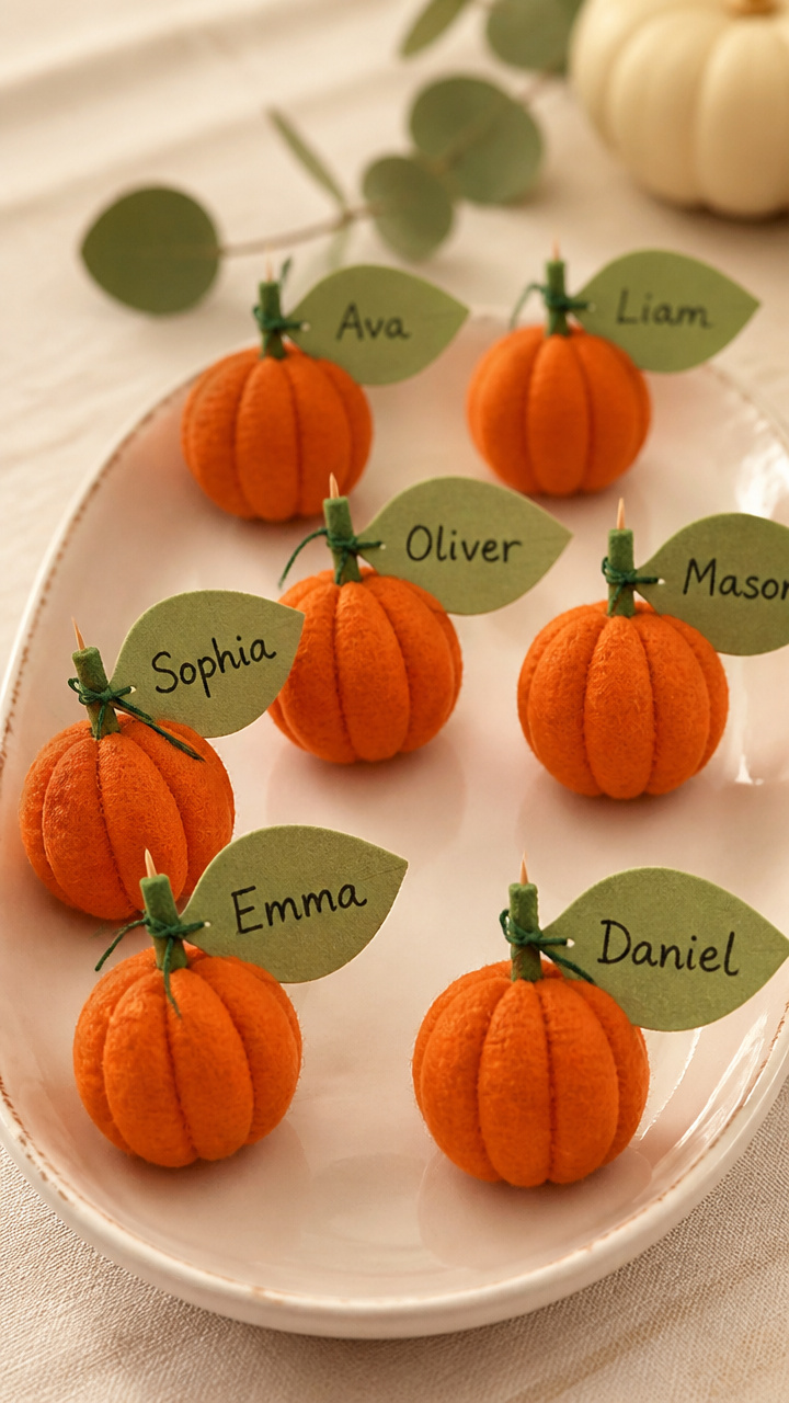 Felt Pumpkin Place Cards