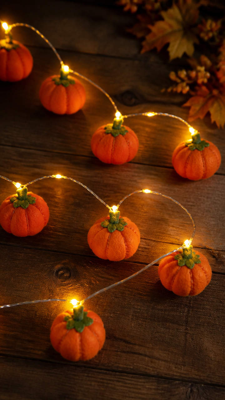 Felt Pumpkin String Lights