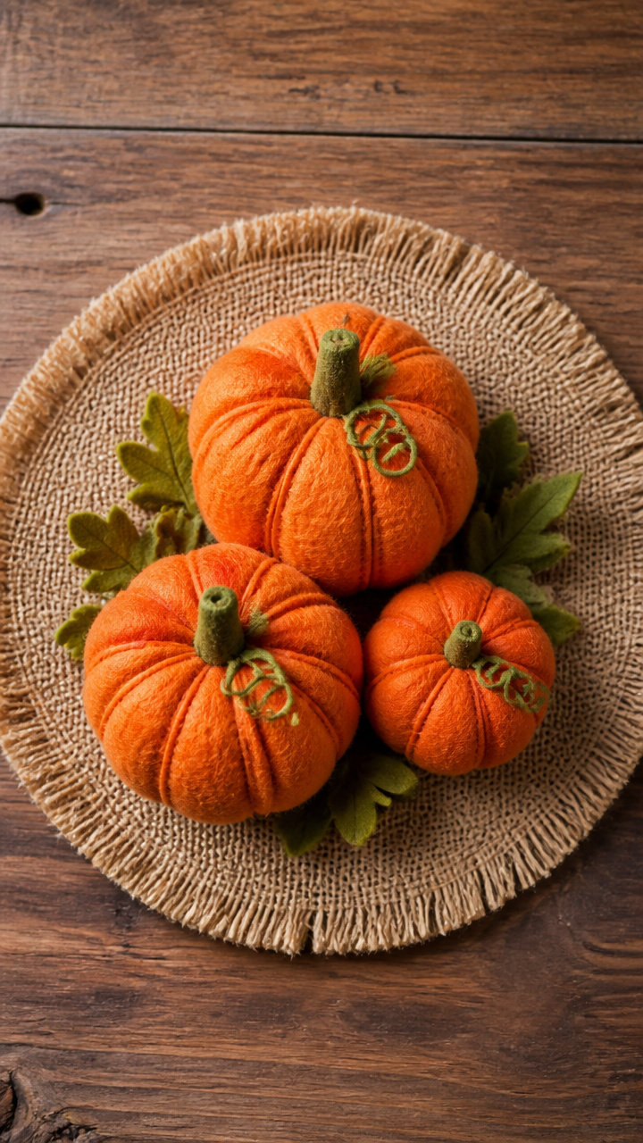 Felt Pumpkin Wreath Centerpiece