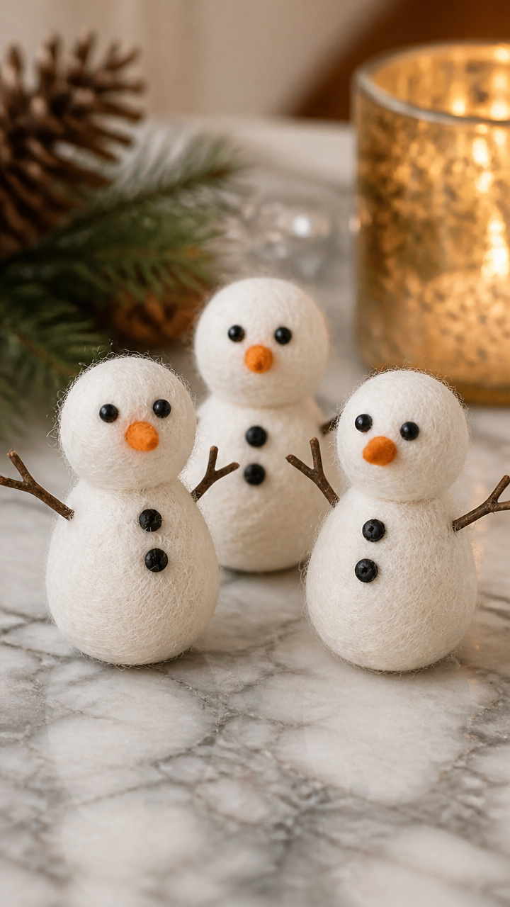Felted Wool Snowmen