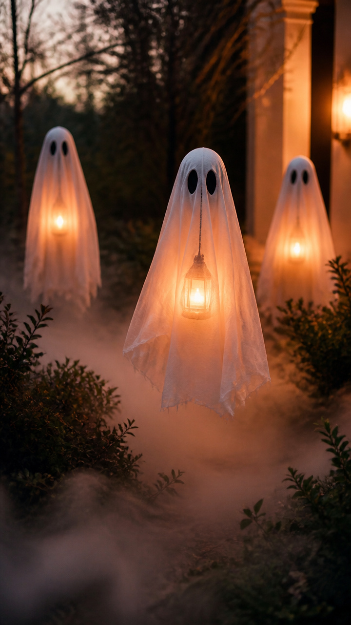 Floating Ghost Lanterns in Low Fog