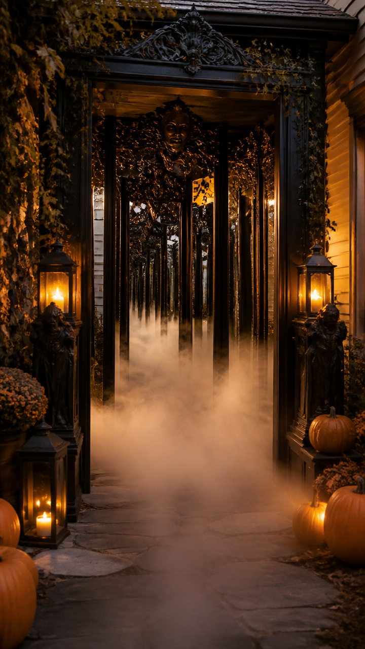 Fog-Cloaked Mirror Maze Entrance