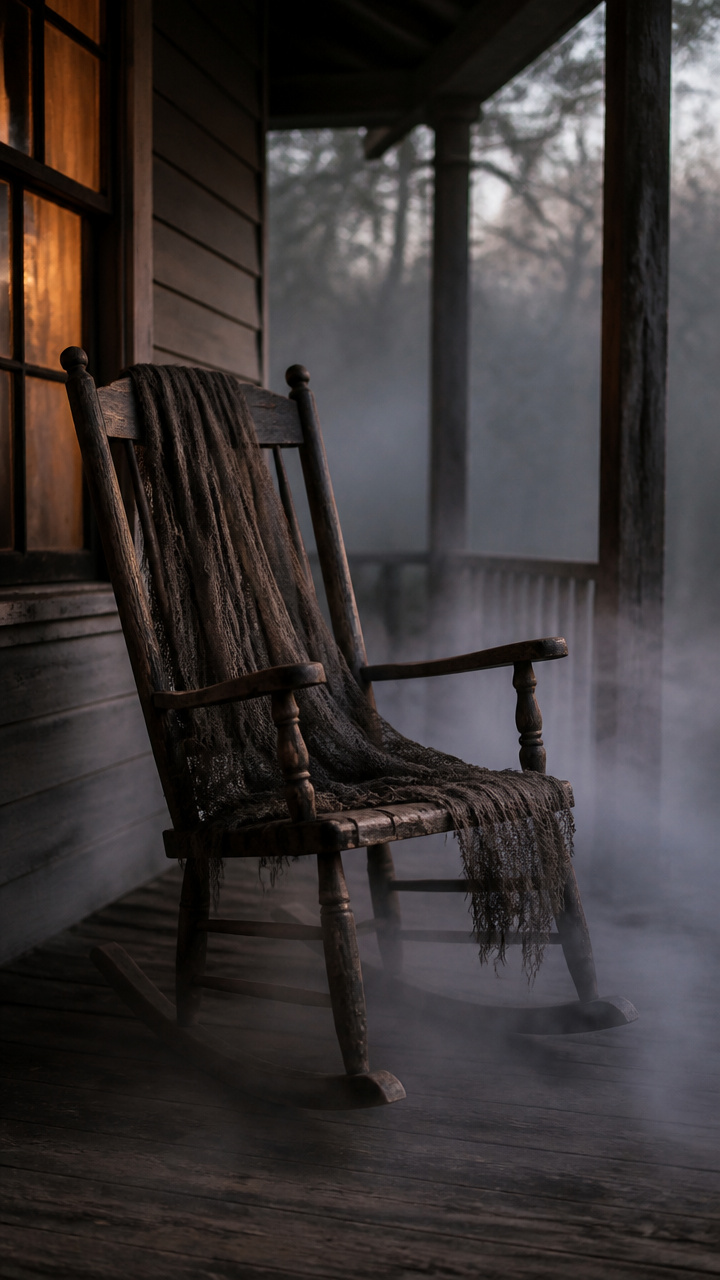 Fog-Engulfed Rocking Chair Porch Scene