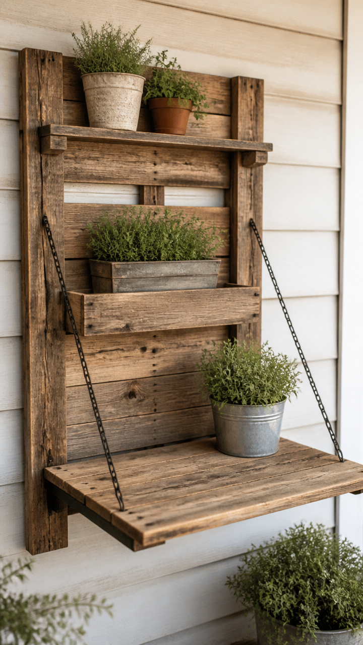 Fold-Down Wall Potting Bench