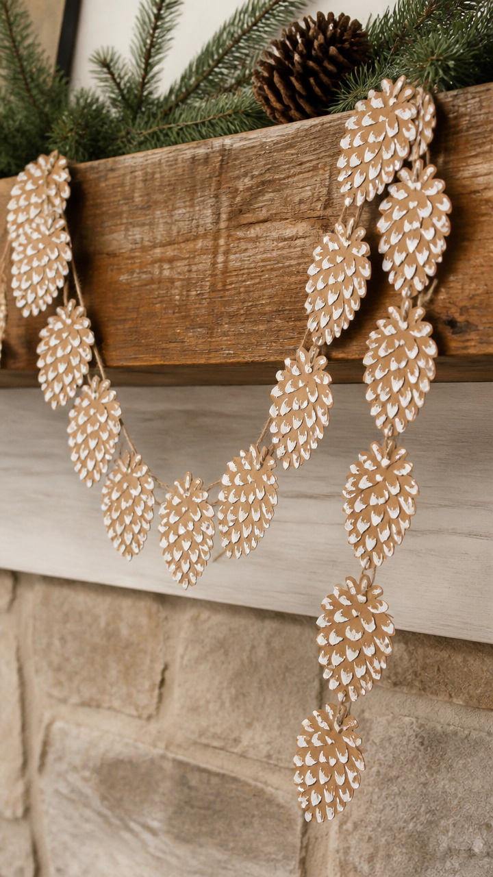 Frosted Pinecone Link Garland