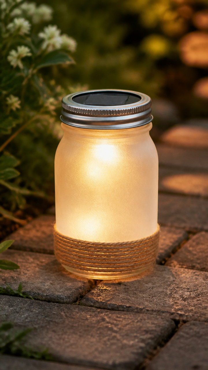 Frosted Solar Mason Jar