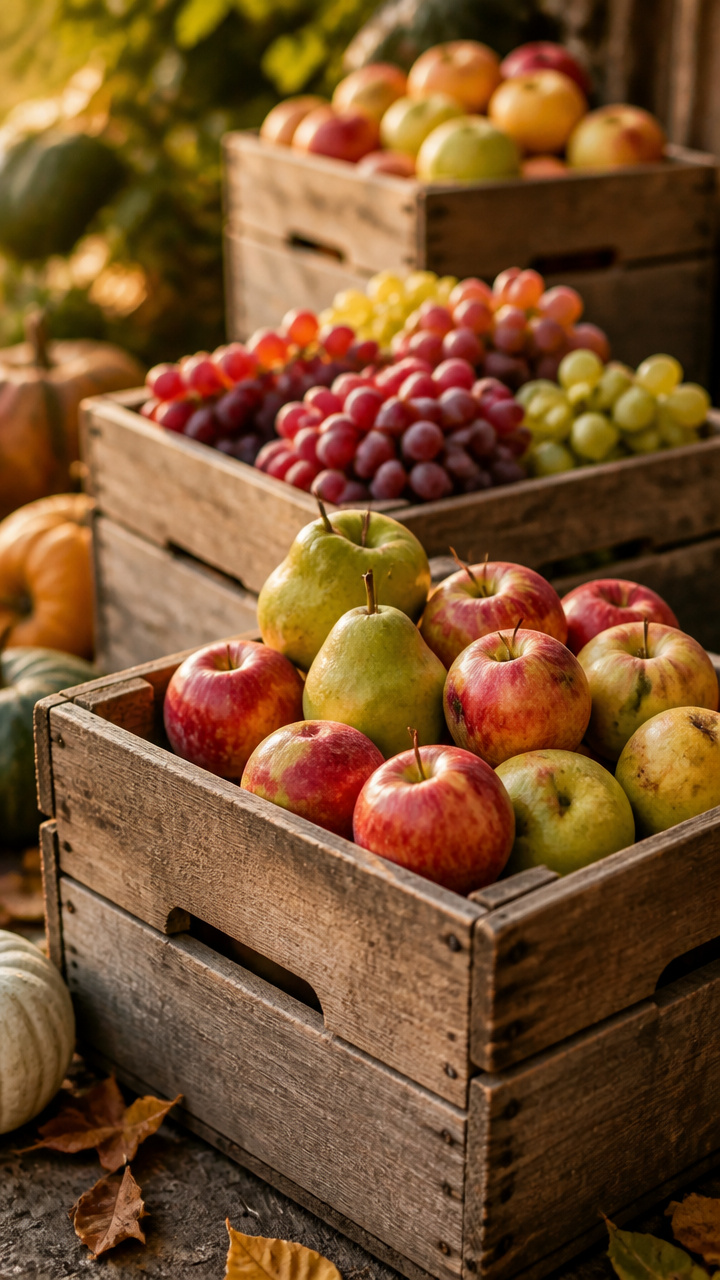 Fruit-Filled Wooden Crates