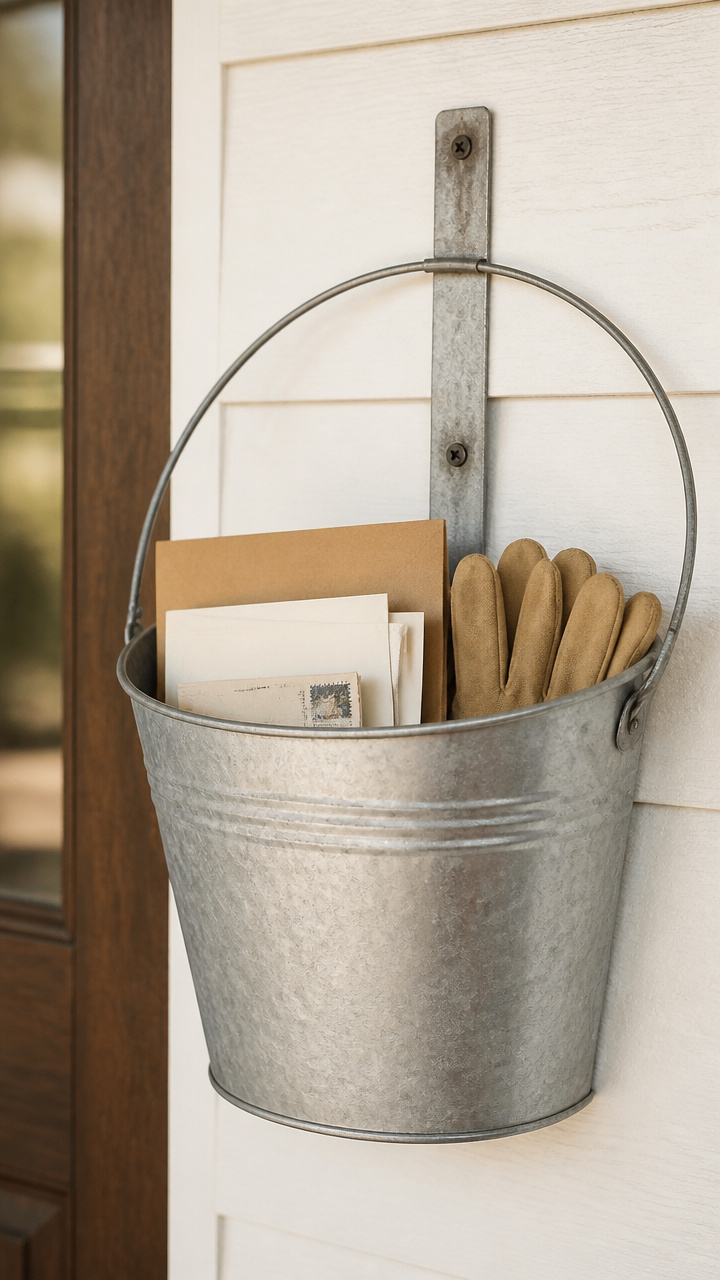 Galvanized Bucket Wall Pocket