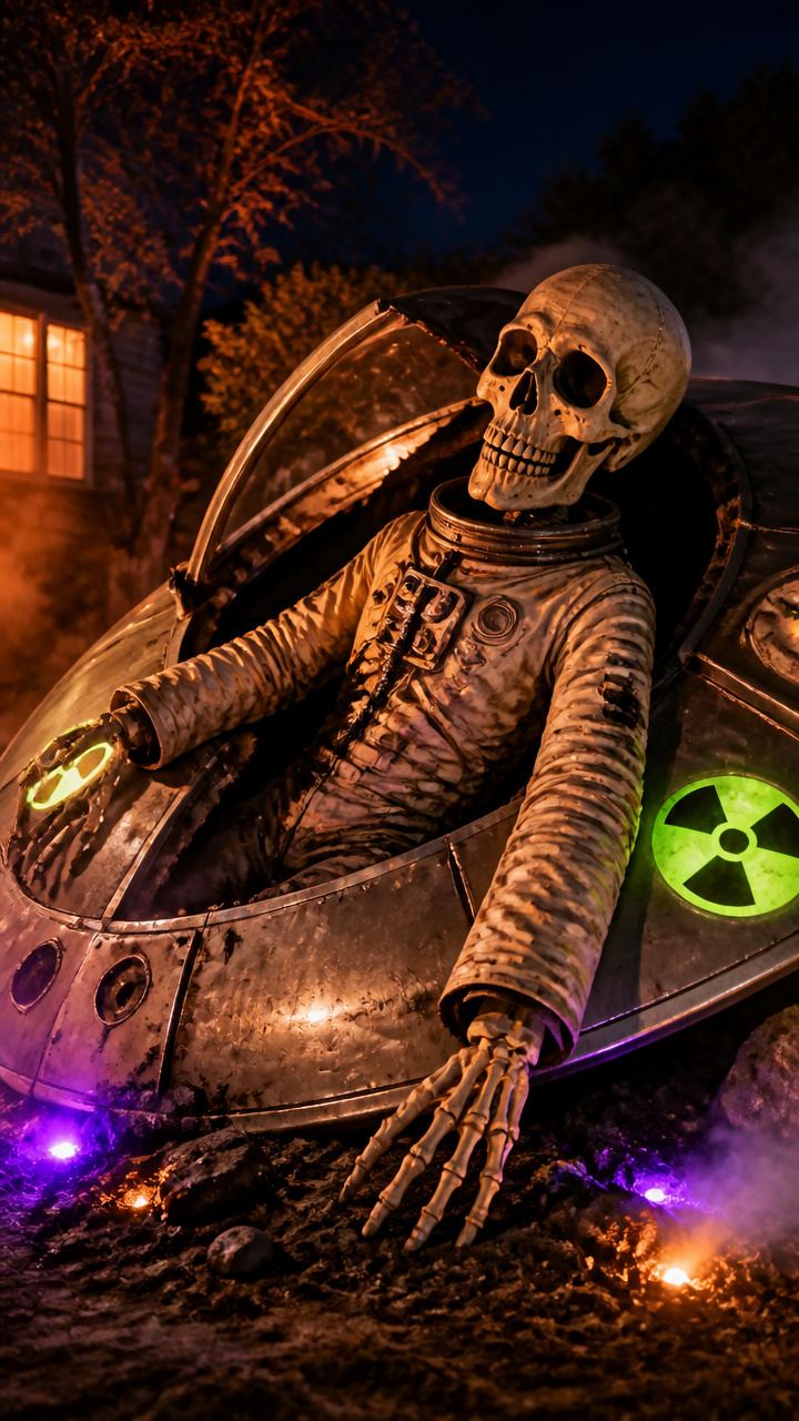 Giant Skeleton Pilot Crashed in a UFO Wreckage
